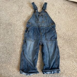 OshKosh B'gosh Plaid Lined Denim Overalls Toddler 24 months Blue